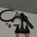 Matte Black Bathroom Sink Faucet, Hurran 4 inch Bathroom Faucets for Sink 3 Hole with Pop-up Drain and Supply Lines, Stainless Steel 2-Handle Faucet for Bathroom Sink Vanity RV Restroom