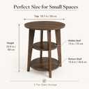 3-Tier Round Side Table,23.6" Tall End Table with Storage Shelves-Modern Nightstand,Wood Plant Stand for Living Room Bedroom Small Spaces Corner Display Rack Balcony Garden Patio(Walnut)