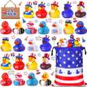 48 Pcs Patriotic Rubber Ducks, 4th of July Duck for Jeeps, 2.5 Inch Small Rubber Ducks Bulk for Independence Day, Memorial Day Party Favors Gifts Baby Shower Bath Summer Beach and Pool Toy for Kids