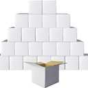 PETAFLOP Shipping Boxes 4x4x4 White Cardboard Box Kraft Corrugated Small Mailing Boxes, 25 Pack
