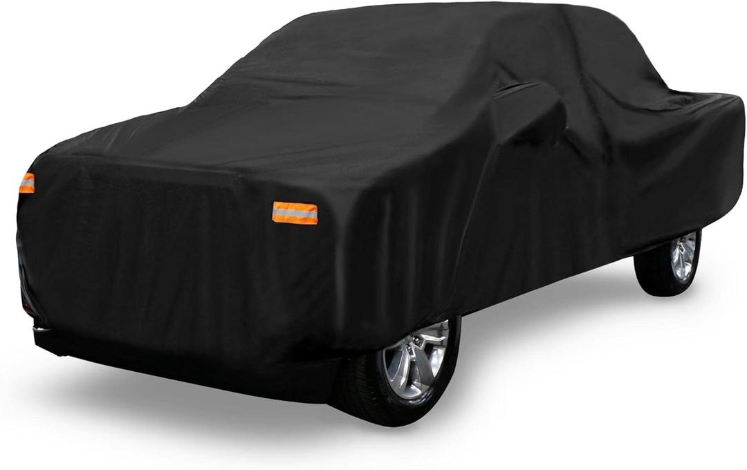 X AUTOHAUX Pickup Truck Cover for Ford F150 Crew Cab 6.5Ft Bed Pickup 4 Door 2004-2021 Outdoor Waterproof Sun Rain Dust Wind Snow Protection 190T PU with Driver Door Zipper Black