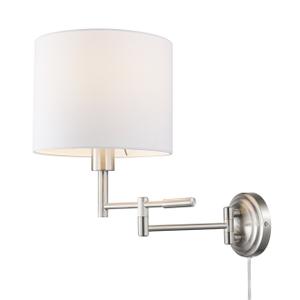 Globe Electric Anderson 1-Light Brushed Steel Plug-In or Hardwire Wall Sconce