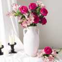 Fake Flowers, 14 Pcs Red Roses & Artificial Lilies Silk Flowers Faux Flowers for Vase Realistic Artificial Flowers Home Decor Bedroom Office Spring Desk Wedding Decoration House Warming Gifts