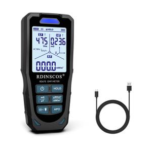 EMF Meter 5G RF Detector – Electric, Magnetic & Radio Frequency Field Tester up to 10GHz, Multi-Sensor EMF Detector for Power Lines, WiFi/Cell Phones, Smart Meters – LCD Display Sound & LED Alerts