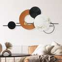 BECHAEO 3D Large Metal Wall Art Decor for Living Room 40"x19" Round Wall Accents Modern Luxury Wall Sculptures Hanging Wall Deco for Dining Room Bedroom Entryway Office Outdoor (Retro Circle)