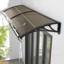 Awning for Door Entrance 60x240cm/24x95in Window Canopy Exterior with Plastic Steel Bracket UV Rain&Snow Protection, Durable Polycarbonate Canopy for Entrance,Balcony Brown