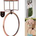 1Pcs Vintage Towel Ring with Candle Holder – Unique Antique Rustic Bathroom Accessories, Towel Holder, Wall-Mounted, Sturdy (Antique)