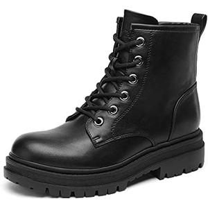 DREAM PAIRS Combat Boots Ankle Booties Lace-up Platform Side Zipper Lug Sole Boots Size 9.5