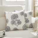Sunday Praise Set of 2 Vintage Floral Decorative Pillow Covers 18x18 Inch Neutral Farmhouse Flower Print Throw Pillow Cases for Couch Sofa Bed Living Room Dcor,Black