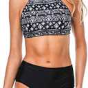CharmLeaks Women's Bikini Sets High Neck Two Piece Swimsuits Sport Bathing Suits.Size M.