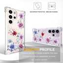 Compatible with Samsung Galaxy S23 Ultra Cases with Design, Cute Transparent Designer Phone Case for Women Girls Girly with Heavy Duty Protective Bumper (Clear Wonderful Large Flowers)