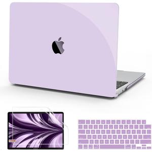 B BELK Compatible with MacBook Air 13.6 inch Case 2025 2024 2023 2022 Release M4 M3 M2 A3240 A3113 A2681 Liquid Retina Display, Plastic Laptop Hard Shell Case+Keyboard Cover+Screen Protector, Purple
