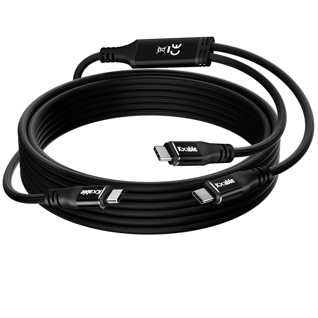 2-in-1 USB C to USB C Cable 8FT, USB-C to Dual USB-C Fast Charging Cable, 140W Max, Braided Type C Splitter Cable, Compatible with iPhone 17 / 16 / 15 Series, MacBook Air/Pro, Galaxy S25 and More