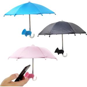 3 Pcs Phone Umbrella Cell, Phone Umbrella for Sun Shad with Suction Cup Stand, Outdoor Sun Phone Umbrella Mobile Holder for Phone with Adjustable Piggy Suction Cup Phone Cell Sunshade