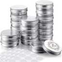 Patelai 72 Pcs 2 oz Aluminum Tins Salve Containers with Screw Lid and Labels Round Cans Travel Cosmetic Metal Tins Jar for Candles Lotion Bars Balms Food Spice Candies DIY Crafts(Silver)