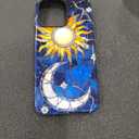 DAIZAG Case Compatible with iPhone 15 Pro Max,Glossy Durable Shock Protection Cover for Girl Women,Stained Glass Blue Stars Moon