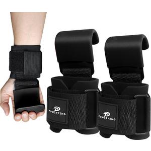 powerfeng Lifting Hooks for Weight Lifting: Weightlifting Hooks Wrist Straps Hand Grip Support for Deadlift Weightlifting Gym Gloves for Men & Women (Black)