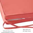 Outdoor 18 inch Square Patio Dining Chair Pads Comfortable Fiber-Filled Seat Cushions with Ties, Reversible Polyester Fabric - Coral, Set of 2