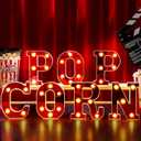 Popcorn Light up Letters Sign Party Decorations Battery Powered Marquee Lighted Sign LED Alphabet Letter Lights for Night Party Tabletop Decor Supplies