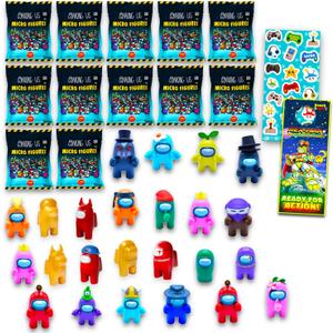 P.M.I. Among Us Party Favors Pack for Kids, Boys, Girls - Video Game Party Favors Bundle with 12 Blind Bags with Collectible Crewmate Mini Figurines Plus Stickers | Among Us Figures Set