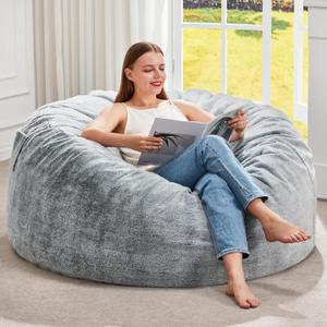 Hobestluk Bean Bag Chairs Giant Beanbag Chair with Filler, Memory Foam Bean Bags with Fluffy & Machine Washable Cover, Bean Bag Chairs for Aduts for Living Room, Bedroom (Grey, 3FT - 36 x 36 x 22)