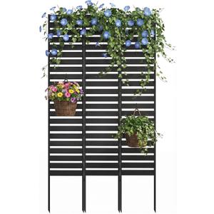 Metal Privacy Screen Outdoor - 60" H X 36" W Freestanding Privacy Fence Panels with Stakes - Decorative Garden Air Conditioner Trash Can Pool Equipment Enclosure for Backyard Patio Wall