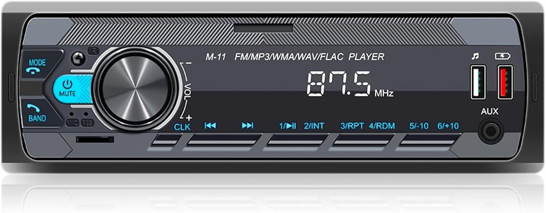 SIXWIN Single Din Car Stereo with Bluetooth 5.0 Hands Free Calling Voice Control Car Stereo FM Radio Car Mp3 Player USB AUX Port Audio Recording Remote Control Car Audio System Car Audio Receivers (P1)
