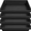 Square Plant Saucer 14 Inch 4 Pack, 6 8 10 12 13 16 18 20 Durable Plastic Plant Trays for Pots-Indoor Outdoor, Durable and Thicker Large Plant Drip Trays, Flower Planter Saucers for Potted Plants (14"(4Pack), Black)