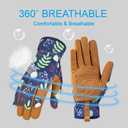 Bamllum Leather Gardening Gloves for Women - Working Gloves for Weeding, Digging, Planting, Raking and Pruning (Brown)