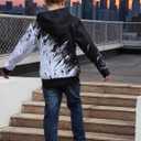 uideazone Boys Girls Zip Up Hoodies 3D Graphic Hooded Sweatshirts Hoody Coat with Pockets for Kids 6-14T (8-10 Years, A1-black and White)