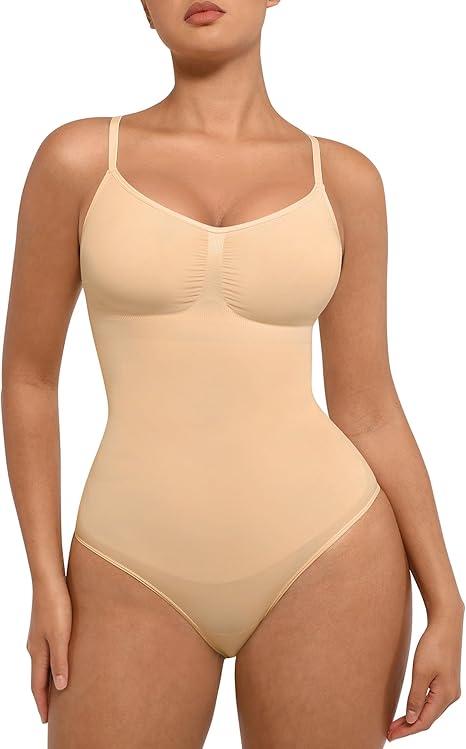 FeelinGirl Shapewear Bodysuit for Women Tummy Control Seamless Sculpting Full Body Shaper Snatched Waist Bodysuit, Size M