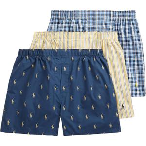 POLO RALPH LAUREN mens Classic Fit Cotton Woven Boxers 3-pack (L)