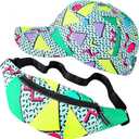 Sotiff 2 Pcs Retro 80s 90s Outfits for Women Men 80s Fanny Pack and Hat 90s Costumes Adjustable Waist Bag Bucket Hats for Themed Party(Fresh Style), One Size