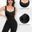 Decorus Women's Shapewear Tank Bodysuits - Plunge V Neck Sleeveless Shapewear Built in Bra V Backless Thong Body suits Tops (Black, XXL)
