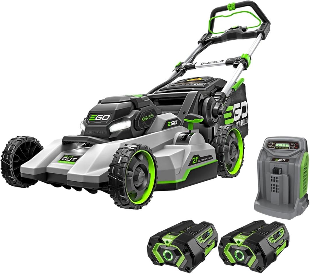 EGO Power+ Electric Lawn Mower, Self-Propelled Cordless with Select Cut and Touch Drive, Includes (2) 56V 4.0Ah Batteries and Rapid Charger  LM2132SP-2