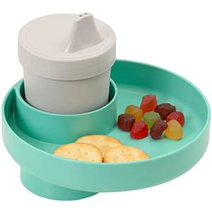 Travel Tray Round, USA Made Easily Convert Your existing Cup Holder to a Tray and Cup Holder for use in a Car Seat, Booster, Stroller, Golf Cart and Anywhere You Have a Cup Holder! Teal