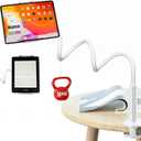 Gooseneck Phone Holder for Bed, iPhone Stand for Desk Recording Fliming Kindle Tablet Stand Accessories Overhead Phone Mount, 360 Adjustable 4.7~11" Clamp Clip - 1m Length(White)
