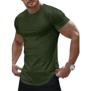 JMIERR Mens Short Sleeve T Shirt Muscle Slim Fitted Summer Shirt Crewneck Longline Tees Shirts for Gym Workout Athletic, (XL)