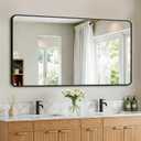 Bathroom Vanity Mirror for Wall, 55"x30" Wall Mounted Bathroom Mirror for Over Sink with Sturdy Metal Frame, Vertical or Horizontal, Living Room, Bedroom, Entryway(Black)