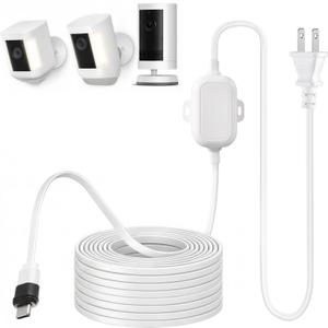 25ft USB C Power Adapter for Ring Spotlight Cam Plus/Pro (Battery) & Ring Outdoor Cam Plus (Battery), Outdoor Weatherproof Charger for Continuous Power, White