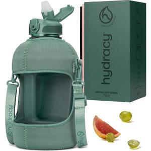 Hydracy Water Bottle with Time Marker -Large BPA Free Water Bottle & No Sweat Sleeve -Leak Proof Gym Bottle with Times to Drink - Ideal for Fitness Sports & Outdoors