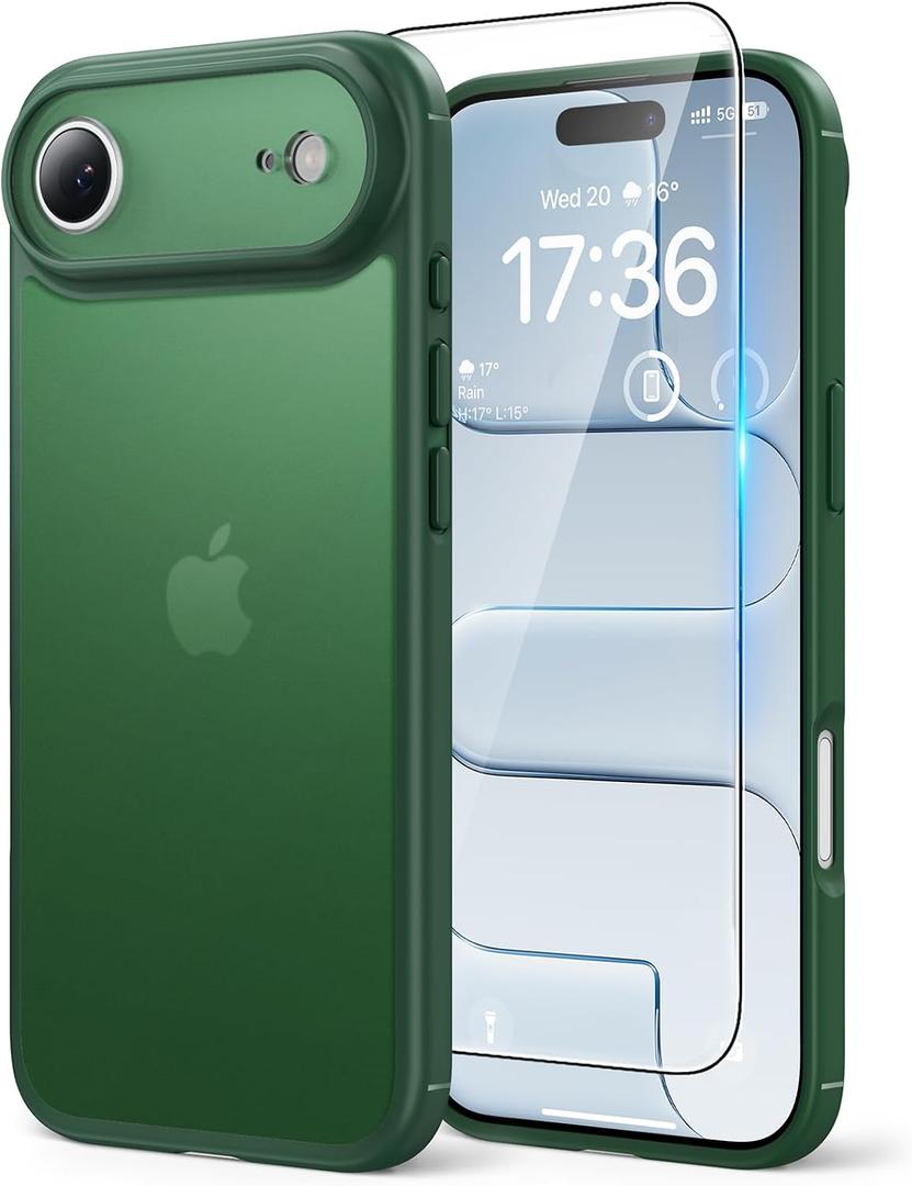 2 x TAURI for iPhone Air Case, with Screen Protector, Matte Green