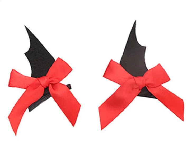 4pcs Bat Wing Hair Clips Halloween Bow Small Claw Clips Cute Devil Wing Designs Hair Accessories Halloween Red Bow Headdress Gothic Style Hair Accessories for Hairstyles