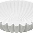 YMXYJM Large Decorative Bowl, Modern Handicraft Bowls for Home Decor, Decorative Fruit Bowl for Kitchen Counter, Ruffle Bowl Decor, Stylish Key Bowl for Entry Table, White