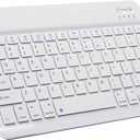 Ultra-Slim Bluetooth Keyboard Portable Mini Wireless Keyboard Rechargeable for Apple iPad iPhone Samsung Tablet Phone Smartphone iPadOS iOS Android (10 inch White)