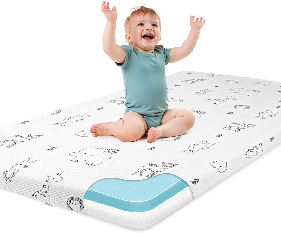 Pack and Play Mattress, 38"x26" Breathable Dual Soft&Firm Pack N Play Mattresses Pad with Removable Ultra-Soft Cover, Portable Memory Foam Baby Mattress for Pack n Play with Non-Slip Bottom