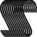 12-Pack 6-Inch S-Hooks, Large S-Hooks Vinyl-Coated Heavy-Duty S-Hooks for Hanging Non-Slip S-Hangers, Closet Hooks, Steel Metal Black Rubber S-Hooks for Hanging Plants, Clothes, Jeans, Pots, Pans, and Garden (6-Inch - 12-Pack)