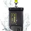 Pelican Marine - IP68 Waterproof Phone Pouch (Regular Size) Floating Waterproof Phone Case - Beach Cruise Ship Travel Essentials - Works with All Phones - Detachable Lanyard - Black/Hi-Vis Yellow (Black/Neon - 1 Pack - Regular)