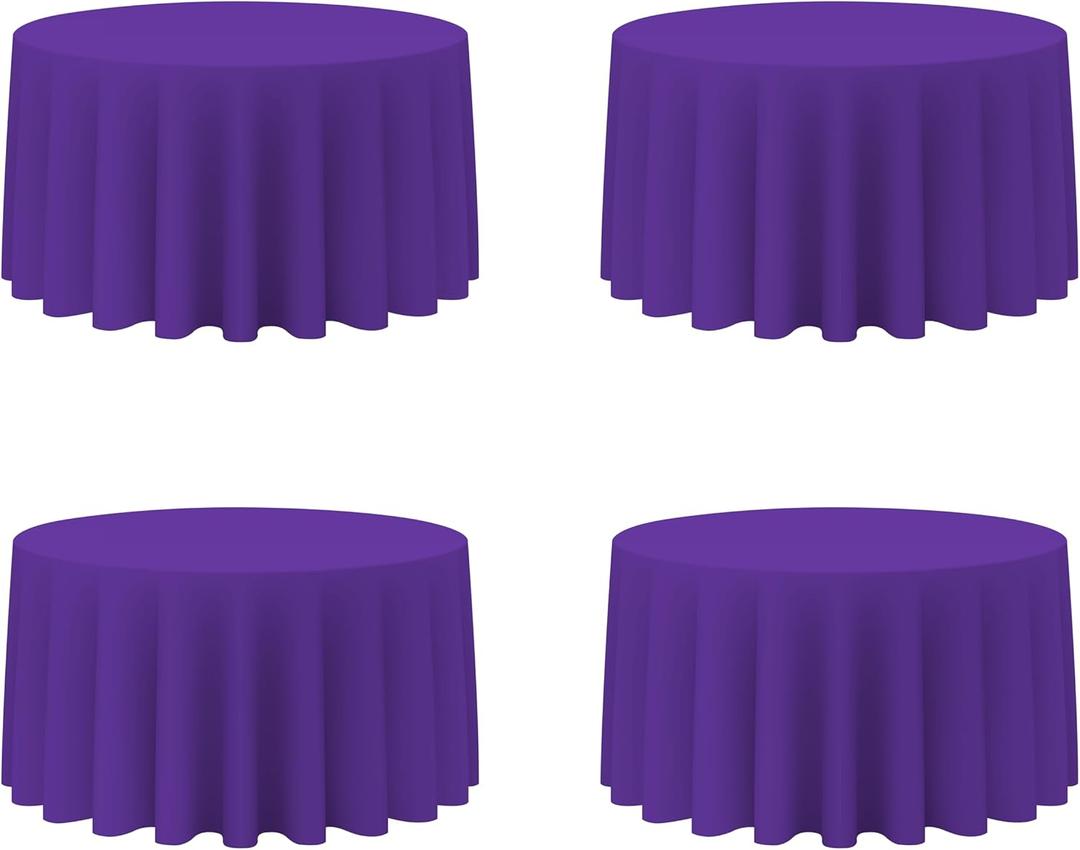 BRILLMAX 4 Pack Purple Round Tablecloths 120 Inch - Circle Bulk Linen Polyester Fabric Washable Table Cloth Cover for Wedding Reception Banquet Birthday Party Buffet Restaurant