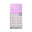 BTArtbox Press On Nails Medium Almond - Press on Nails Chrome Nails, Light Weight & Fit Perfectly Fake Nail with Nail Glue, Nude Glue On Nails in 16 Sizes, Glazed Donut